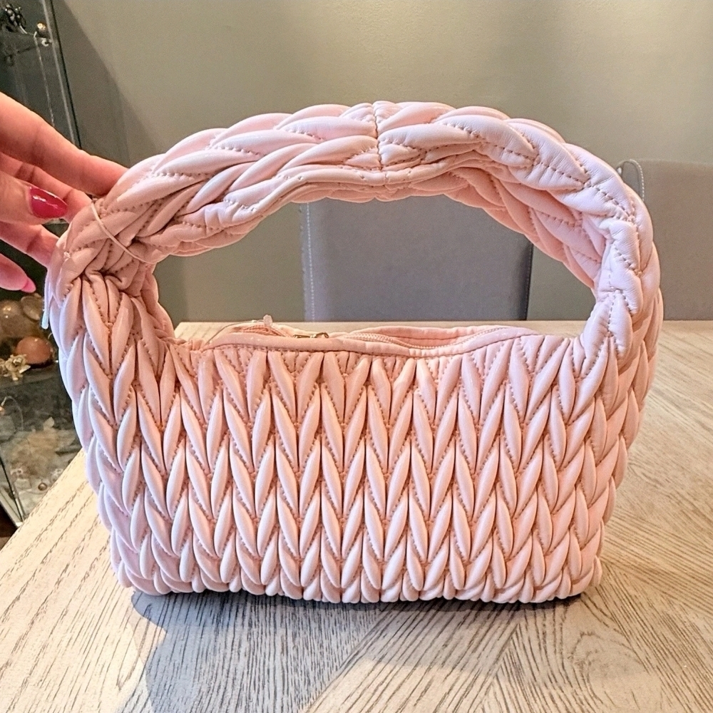 Elegant Pink Woven Handbag